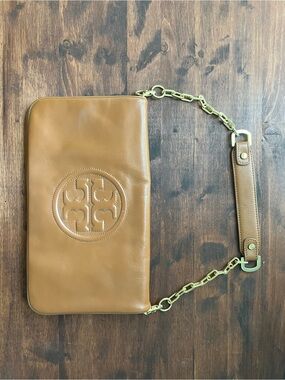 Tory Burch Camel Leather Logo with Chain